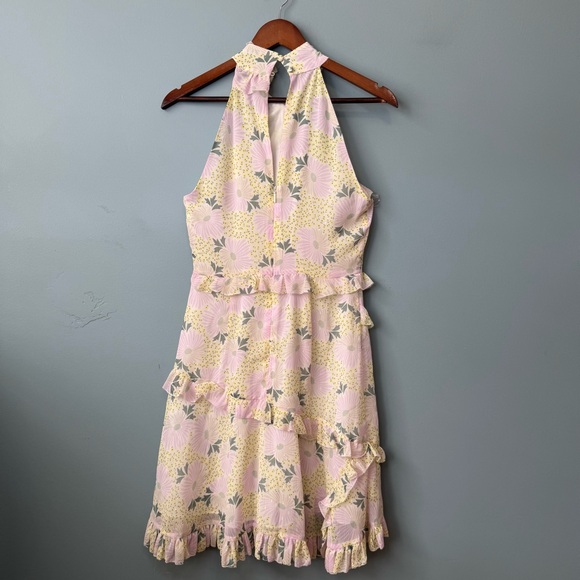 Ted Baker Sutton Light Yellow Twist Neck Frill Detail Mini Dress. NWT. Size 4 - Picture 9 of 16